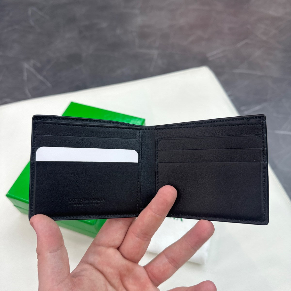 Bottega Veneta Intrecciato Bifold Wallet Black/Silver - Image 3