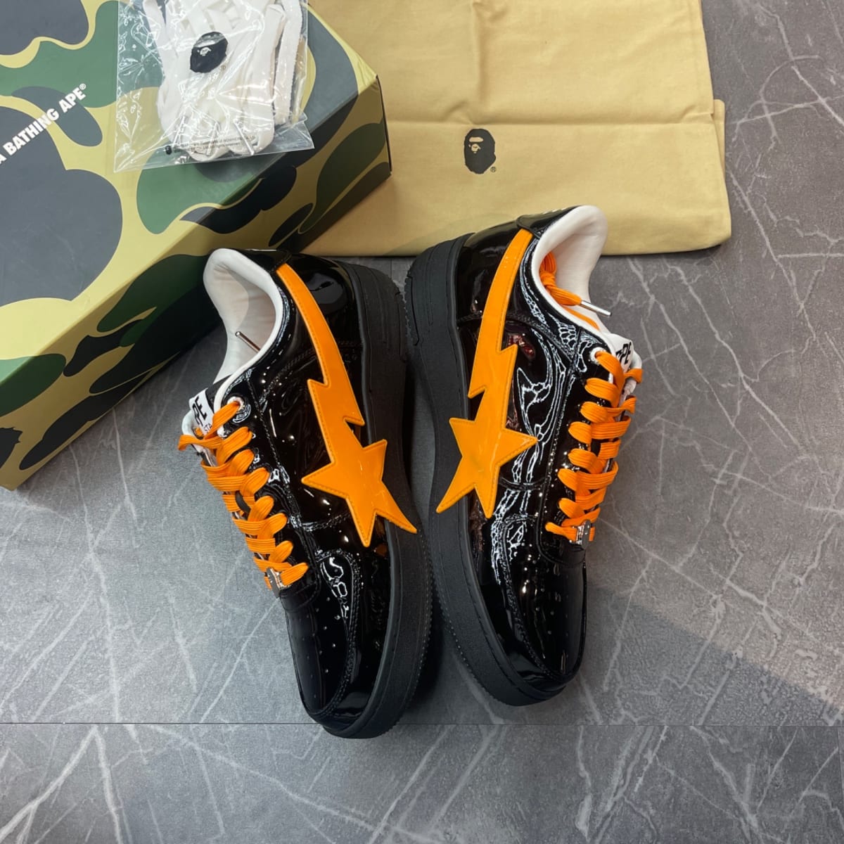 A Bathing Ape Bape Sta OS Feature Exclusive M2 Black Orange (Size 12) (VNDS)