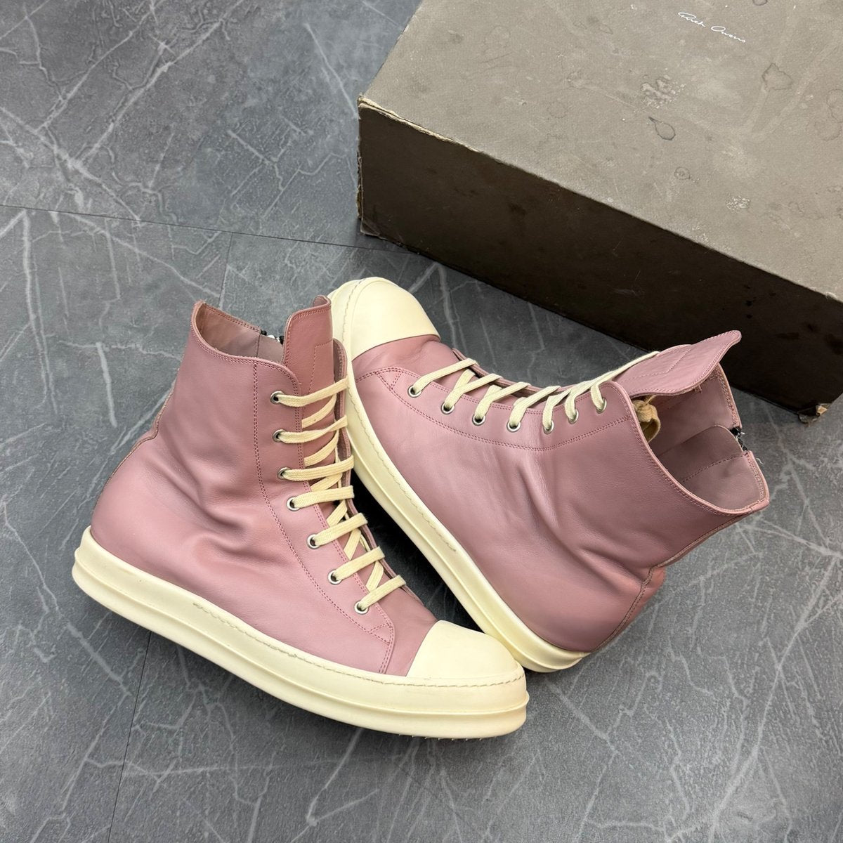 Rick Owens Lido High Sneaks Dusty Pink - front