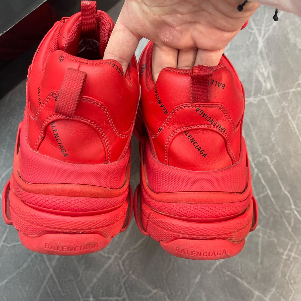 Balenciaga Triple S Allover Logo Red (Size 43) (Lightly Worn)