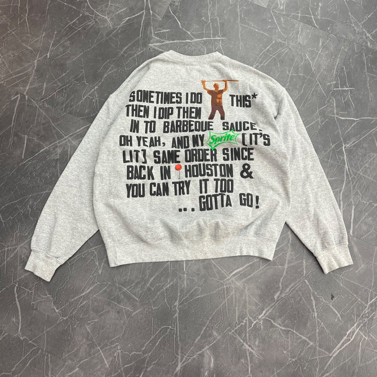 Travis Scott x CPFM 4 CJ Script Crewneck Sweatshirt Grey (Size M) (Lightly Worn)