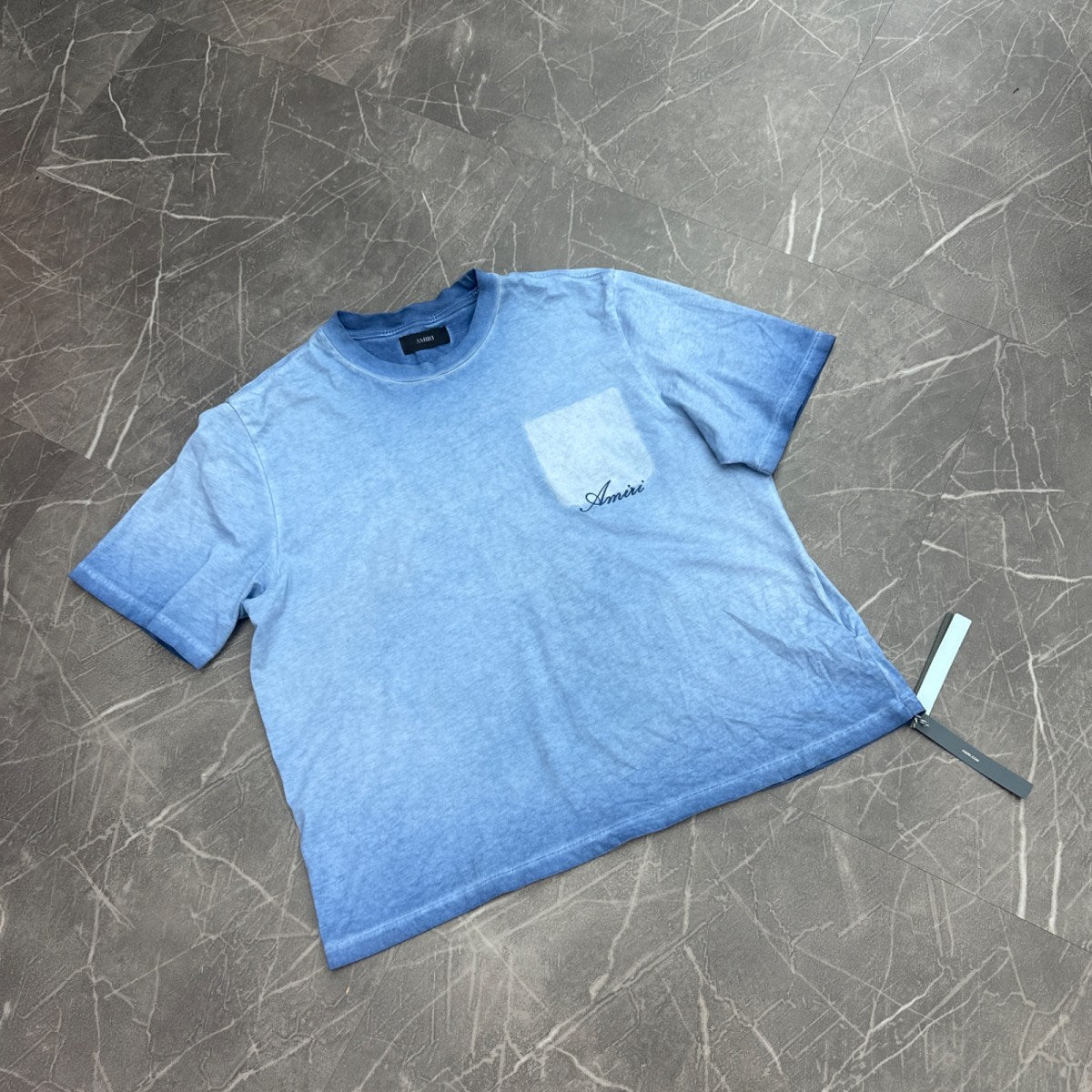 Amiri Faded Pocket Box Tee Blue