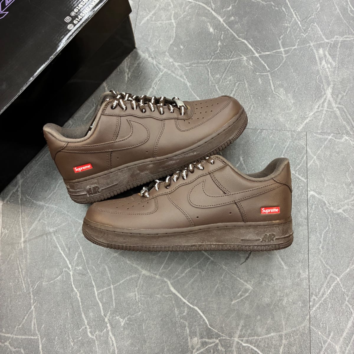 Nike Air Force 1 Low Supreme Baroque Brown (Size 8) (Lightly Worn)