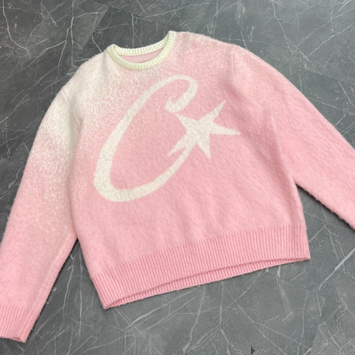 Corteiz C Star Gradient Mohair Knit Sweater Pink - Image 2