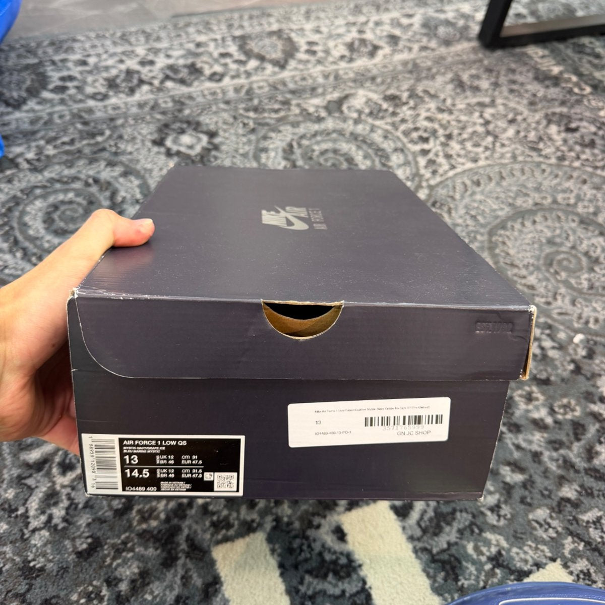 Nike Air Force 1 Low Patent Leather Mystic Navy Grape Ice (Size 13) (Lightly Worn)