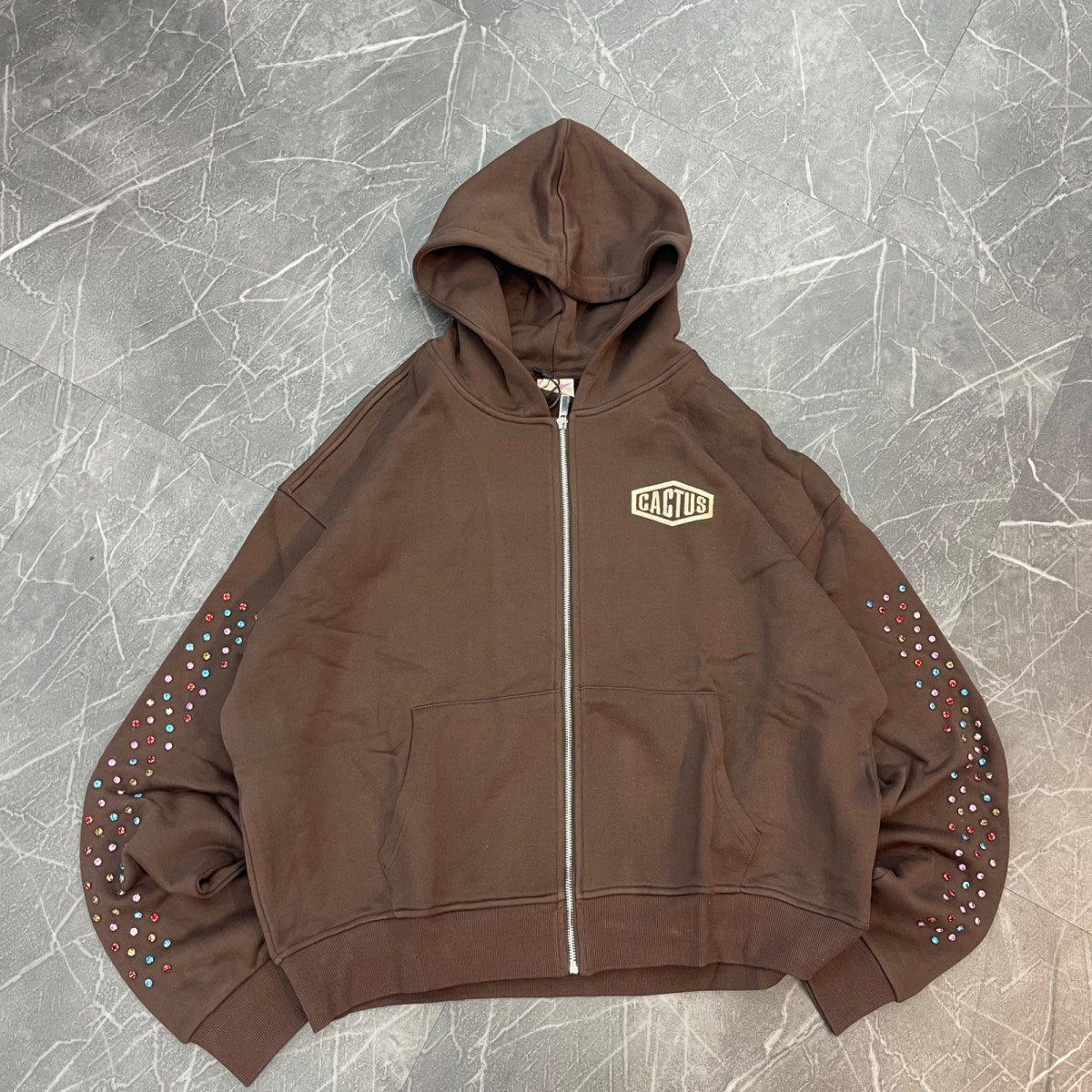 Cactus Valley Brown Crystal Zip Up