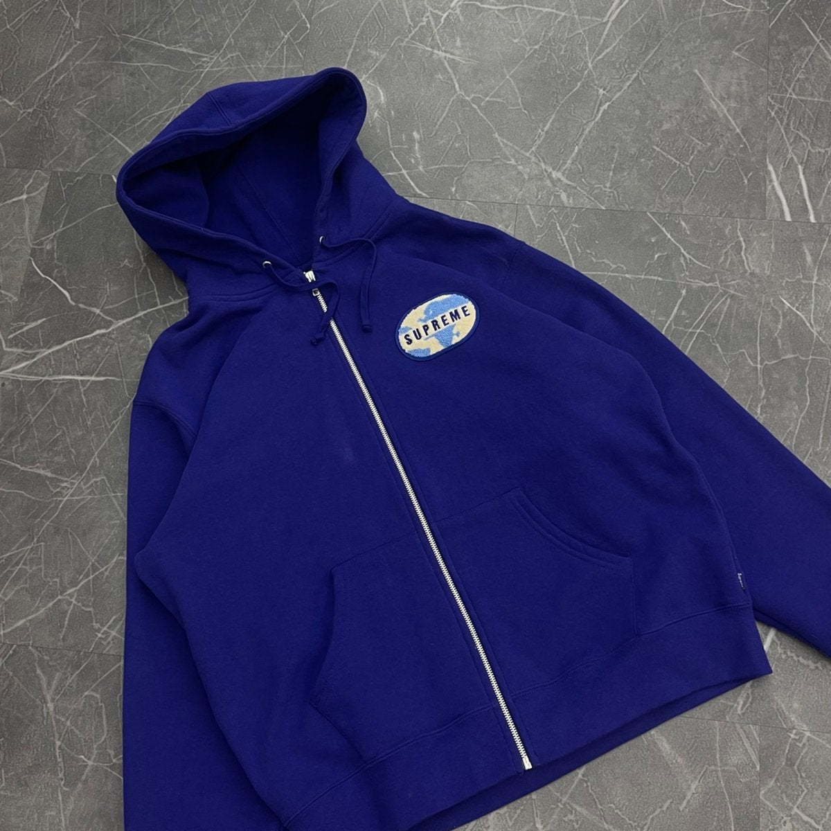 Supreme World Famous Zip Up Hooded Sweatshirt (SS20) Dark Royal - Image 2
